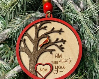 Memorial Cardinal Wood Heart Ornament