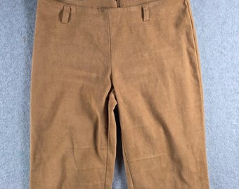ブランドなし フェイクスエード フレアパンツ レディース ミディアム キャメルブラウン レトロ ベルボトム 70年代