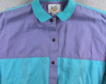 Joy Club Bomber Jacket Womens 10 Multi Color Vintage 90s Colorblock Canvas