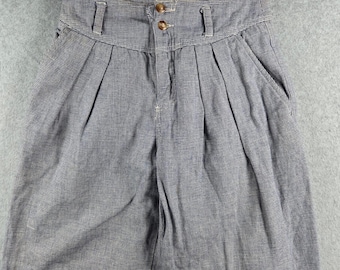 Lizwear Tapered Pants Womens 10 Blue Micro Check Pleated High Waist Vintage