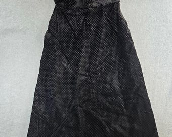 Vintage Velvet Maxi Skirt Women Size 38 Black Checkered High Waist Evening
