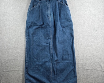 Ruff Hewn Denim Maxi Skirt Womens Size 6 Blue Pleated Cotton Vintage Made in USA