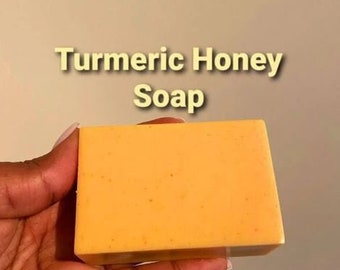 Turmeric Honey Skin Brightening Soap, Kojic Soap, All Natural, Shea Butter, Dark Spots Remover, Acne, Scars, Eczema, Face, Body