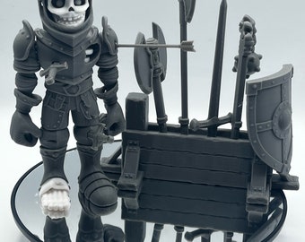 Flexi Skeleton Knight / Skeleton Knight with Removable Accessories / Articulating Skeleton Knight / Moveable Visor / Desk Art / Fidget Toy