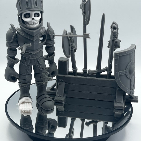 Flexi Skeleton Knight / Skeleton Knight with Removable Accessories / Articulating Skeleton Knight / Moveable Visor / Desk Art / Fidget Toy