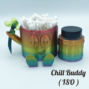 Chill Buddy / ISO Jar / Cotton Swab Holder / Q-Tip Holder / Desk Art / Desk Organizer / Tool Holder / Pencil Holder / Craft Supply Holder