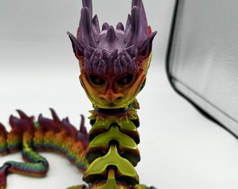 Flexi Imperial Dragon / 3D Printed Dragon / Articulating Dragon / Moveable Dragon / Desk Art / Fidget Toy / Posable Dragon / Flexi Dragon /
