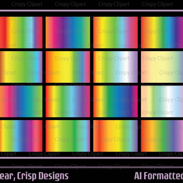 Rainbow Gradient Ai Formatted for Adobe Illustrator Color Spectrum Metallic Gradient Swatches Rainbow Metal Effect Fill Ombre Background