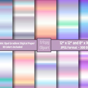 Holographic Gradient Digital Scrapbooking Paper Iridescent Metallic Gradient Swatches Pearlescent Effect Fill Background Opal Foil
