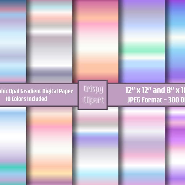 Holographic Gradient Digital Scrapbooking Paper Iridescent Metallic Gradient Swatches Pearlescent Effect Fill Background Opal Foil