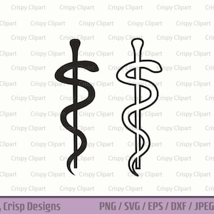 Rod of Asclepius SVG Silhouette, Snake Staff Outline, Staff of Aesculapius Vector Art, Serpent Medical Symbol, Symbol of Medicine Clipart