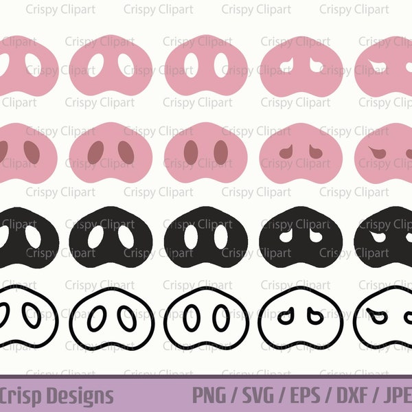 Pig Snout SVG Bundle, Cute Pink Pig Nose Cut File, Animal Nose Clipart, Swine, Pig Vector Art, Farm Animal Dress Up Instant Digital Download