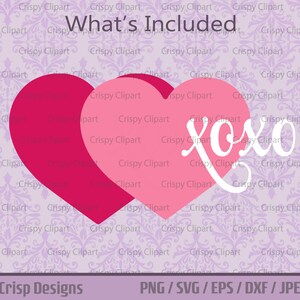 XOXO SVG Cut File Pink Heart Kisses and Hugs Symbol Vector Art ...