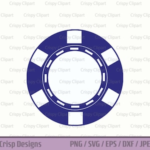 Casino Coin SVG, Blue Casino Chip Clipart, Poker Playing Chip Cut File, Layered Casino Token, Gambling Vector Art, Instant Digital Download