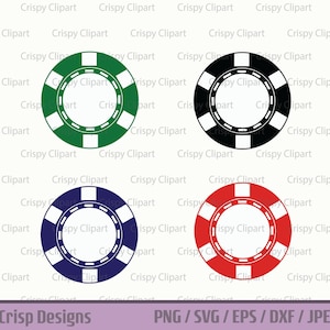 Casino Coin SVG bundel, Casino Chip Clipart, Poker Spelen Chip Cut File, Gelaagde Casino Token, Gokken Vector Art Instant Digitale Download