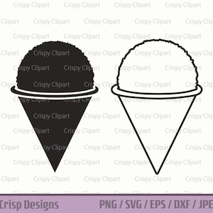 Snow Cone SVG, Snow Cone Silhouette Clipart, Snow Cone Outline Cut File, Frozen Ice Treat, Carnival Food Vector Art, Shaved Ice, Snow Ball