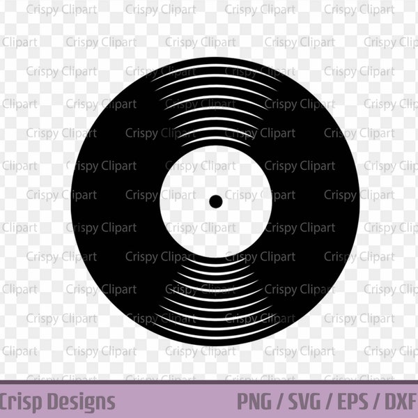 Vinyl Record SVG, Music Clipart, Vintage Record Silhouette Cut File, Record PNG, Instant Digital Download