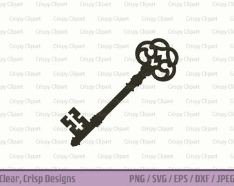 装飾的なスケルトンキー SVG、ビンテージキークリップアート、装飾的なキーベクターアート、ガーデンキーカットファイル、妖精の鍵、装飾的な古いスタイルのダンジョンキー