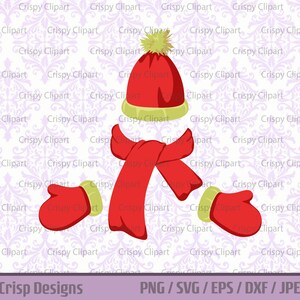 Rode sjaal muts en wanten clipart winter outdoor kleding gesneden bestand koud weer mode SVG vector kunst wanten toque met pompom clipart png