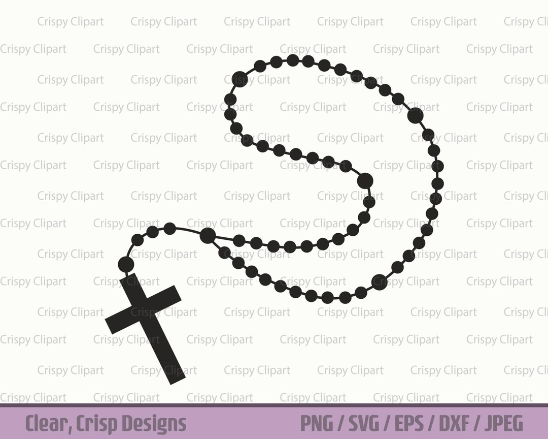 Rosary Beads Silhouette Layered SVG, Holy Rosary Vector Art, Religious