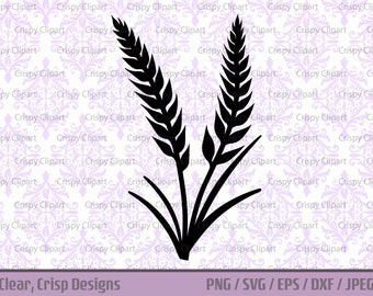 Wheat Stalk SVG, Grain Silhouette Clipart, Wheat Grass Cut File, Wheat Spray, Plants Vector Art, Barley Botanical, Flour, Gluten Vector Art