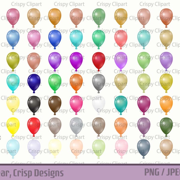 Balloon Clipart, Celebration Balloons PNG, Birthday Party Clipart, Party Balloon with Reflection PNG, Balloons with String Clipart Decor