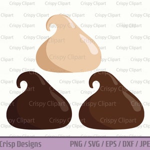 Chocolate Chip Clipart Chocolate Pieces Cut File Chocolate Morsels Vector Art Chocolate Dollop Layered SVG Milk Chocolate, Dark Chocolate