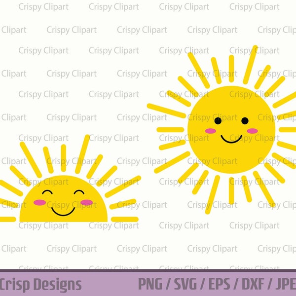 Sun SVG, Cute Sun Clipart, Happy Summer Sunshine Cut File, Sun with Cute Happy Face Vector Art, Beach Day Smiling Sun, Sun Sublimation PNG