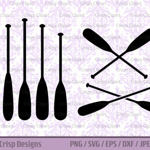 Crossed Boat Oars SVG Cut File, Paddle Boards Silhouette Clipart, Rowing, Kayaking Vector Art, Canoeing, Outdoors Adventure, Water Sport