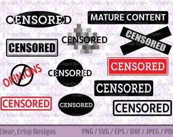 May include: A collection of black and white and red "CENSORED" graphics in various shapes, including rectangles, ovals, and circles. Some graphics have the text "MATURE CONTENT" or "OPINIONS" with a prohibition symbol. The background has a floral pattern.