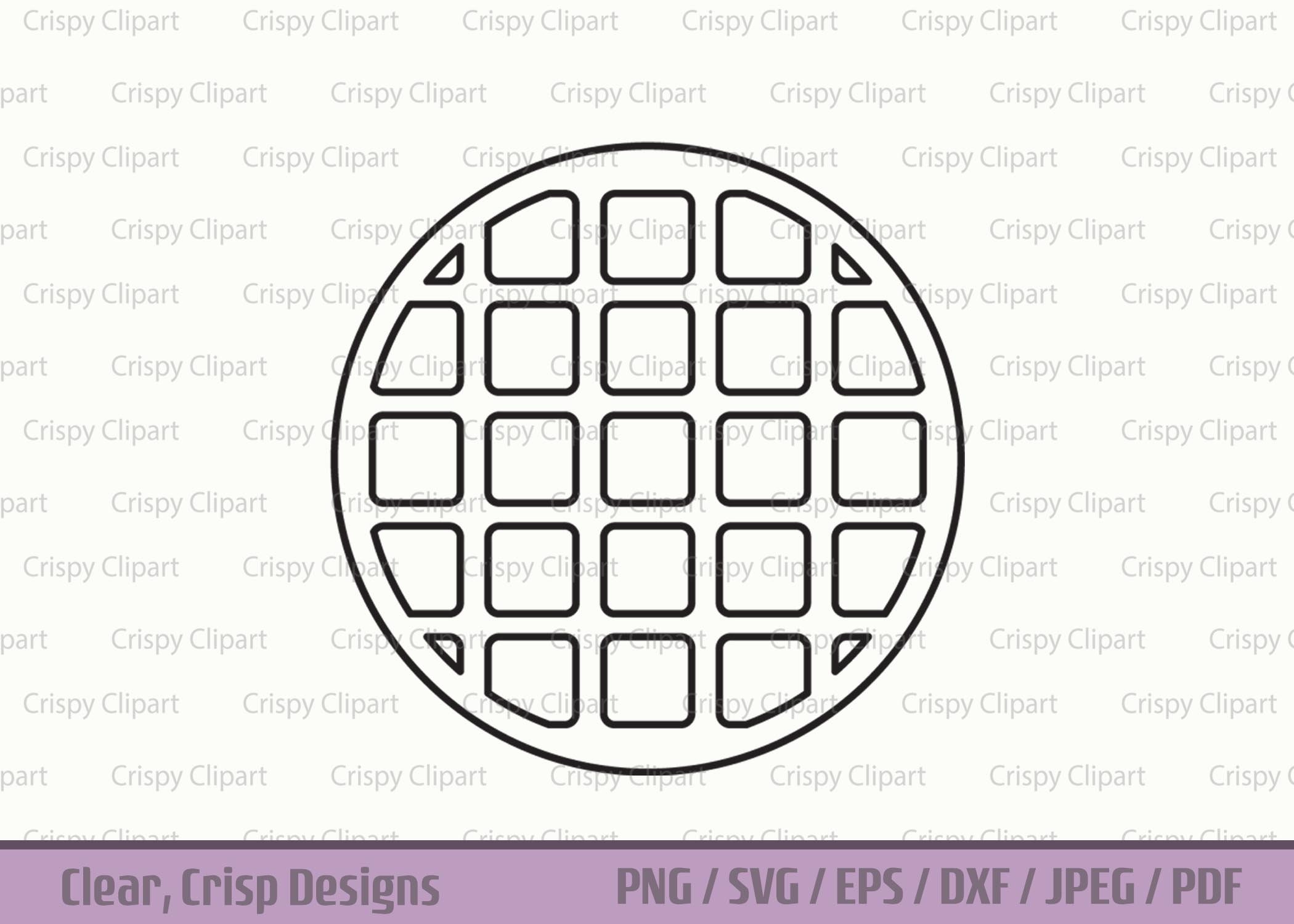 Waffle Outline Clipart Round Waffle SVG Cut File Transparent Etsy Canada