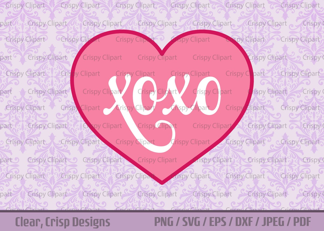 XOXO SVG Cut File Pink Heart Kisses and Hugs Symbol Vector Art ...