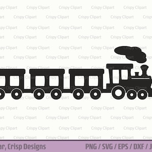 Clipart de silhueta de trem, arte vetorial de transporte, trem de desenho animado com caboose SVG, veículo de passageiros, motor a vapor, locomotiva, Choo Choo