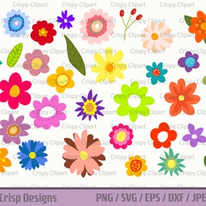 Bloem SVG bundel, kleurrijke lente bloemen clipart, heldere zomer wilde bloemen gesneden bestand, hand getrokken bloem doodles vector kunst sublimatie PNG