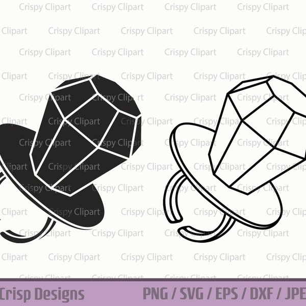 Candy Ring Pop SVG, Diamond Ring Outline Clipart, Candy Jewelry Vector Art Cut File, Junk Food, Birthday Party, Baby Shower, 1990s Candy