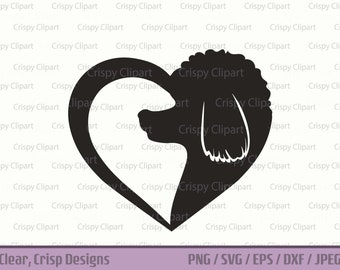 Poodle Heart SVG Standard Poodle Silhouette Cut File Heart Dogs Vector Art Love Dogs Clipart Pet Poodle PNG Sublimation Laser Engraving