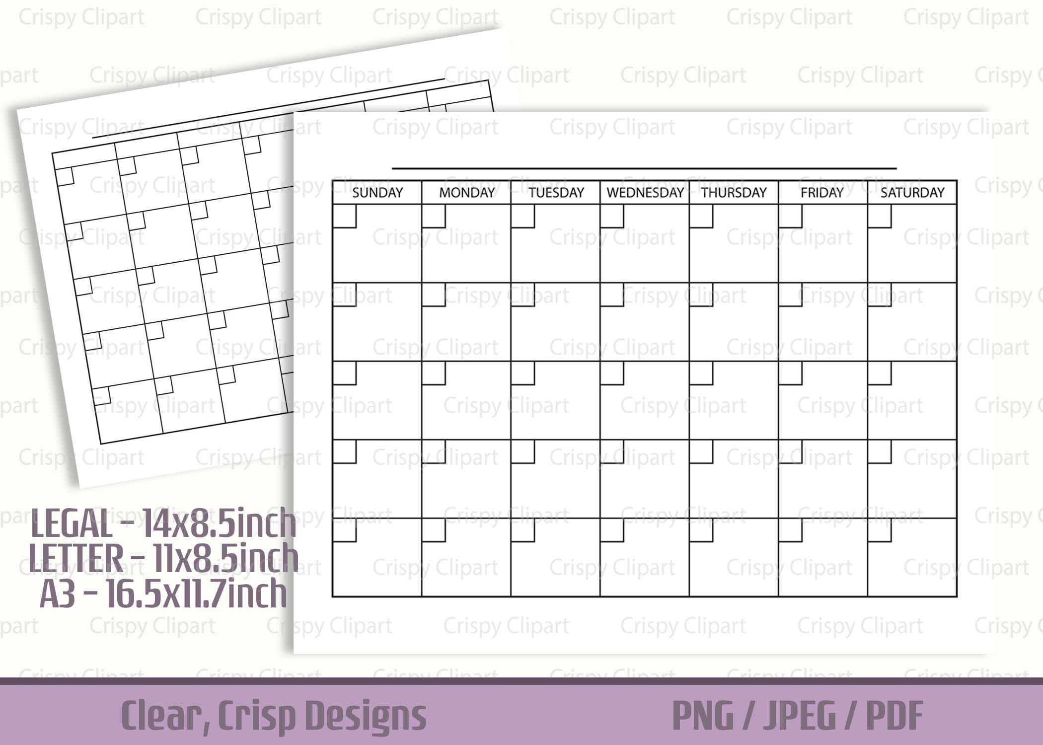 Blank Calendar Template Page, Printable Monthly Calendar, Monthly ...
