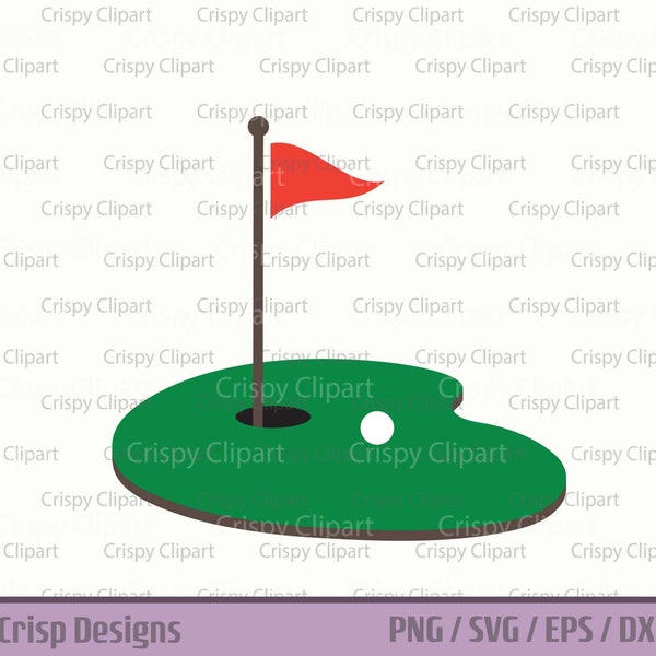 Golf Green SVG, Putting Green Cut File, Layered Golf SVG, Golf Ball Hole with Flag Vector Art, Golf Sublimation PNG, Father's Day Clipart