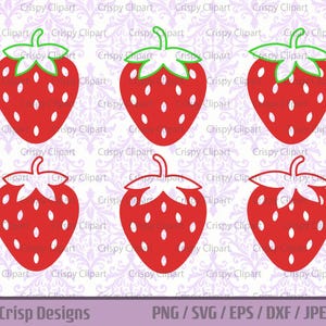 Truskawka SVG Grafika wektorowa, Soczysty letni owoc Plik cięty, Czerwone truskawki z zieloną łodygą Clipart, Słodkie jagody Cyfrowa grafika do pobrania