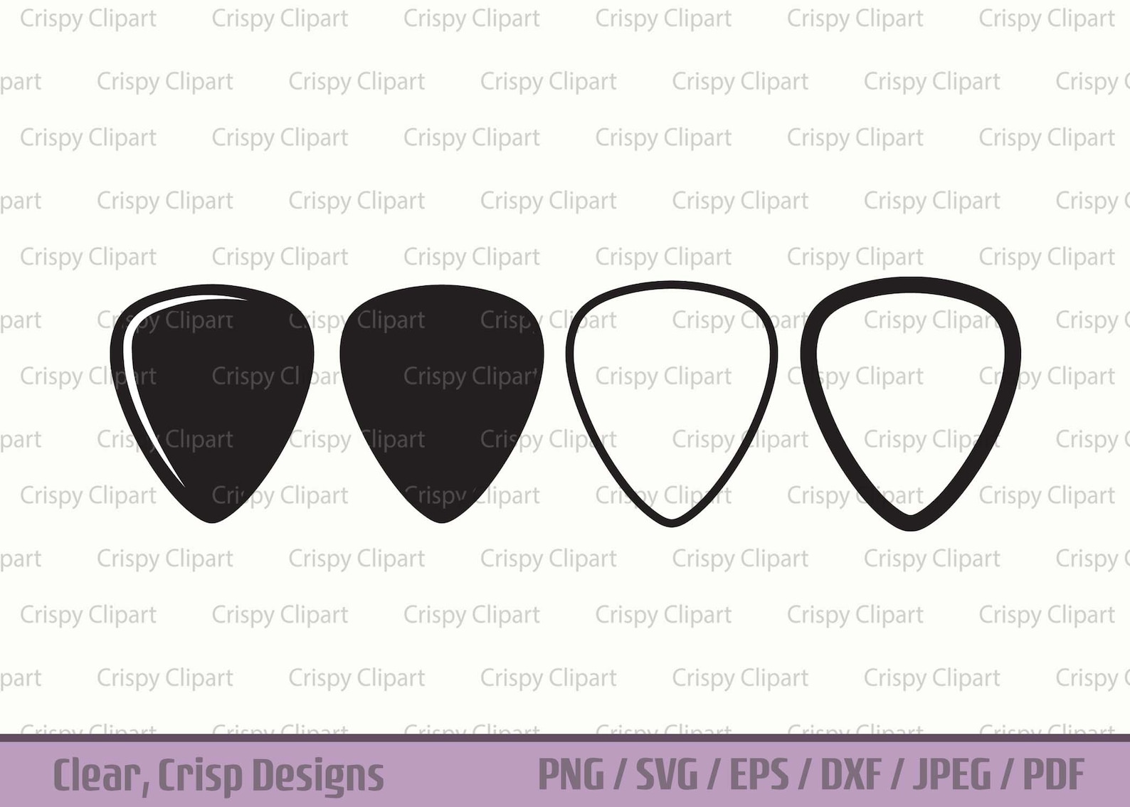 Guitar Pick SVG Plectrum Silhouette Cut File Guitar Pick Etsy