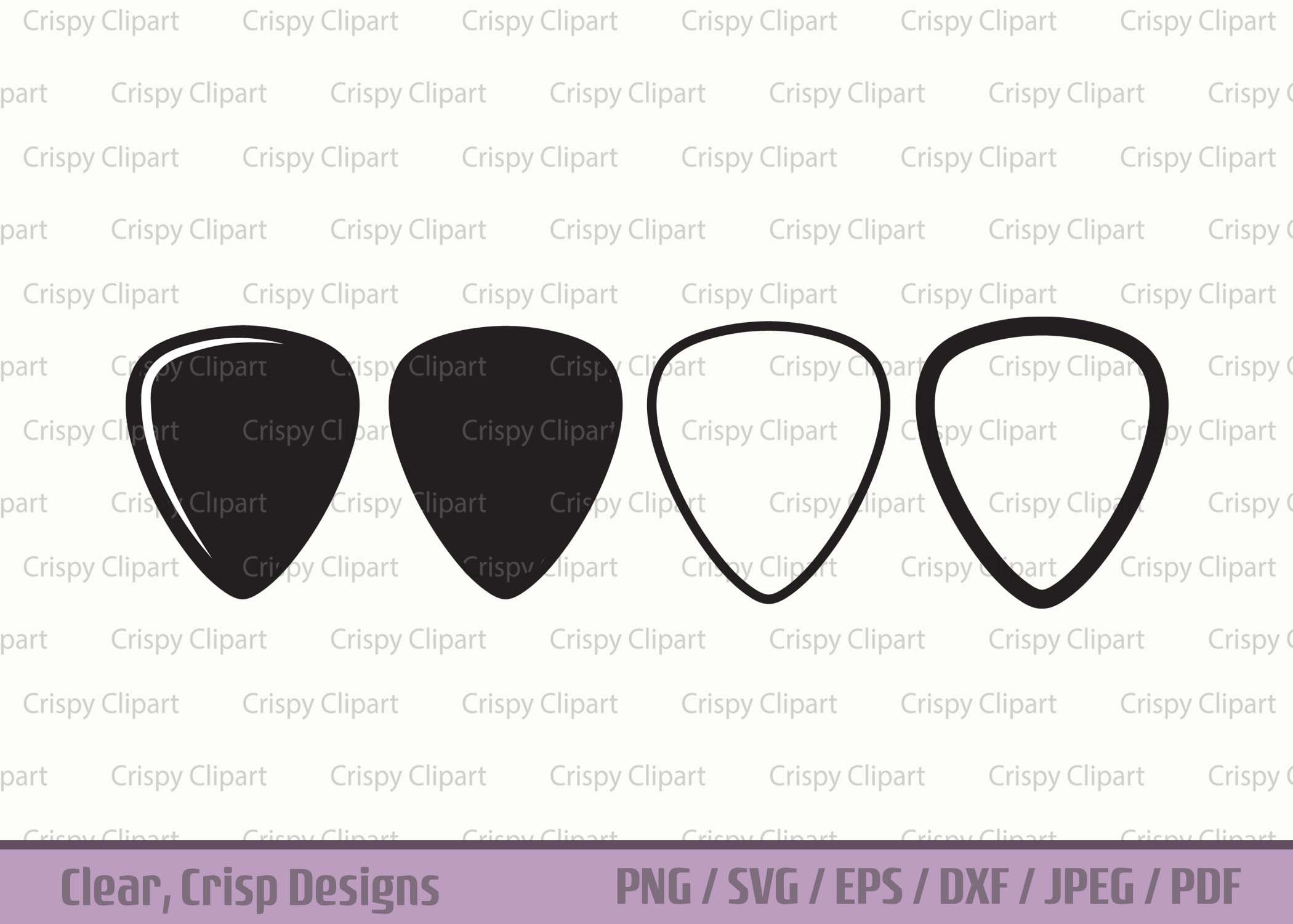 Guitar Pick SVG, Plectrum Silhouette Cut File, Guitar Pick Outline