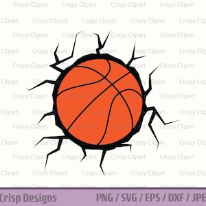 Basketball Clipart, Basketball In der Wand SVG, Sport Ball Vektor Kunst, gebrochene Wand geschnitten Datei, zertrümmerte Wand, rissige Wand, Spielzimmer