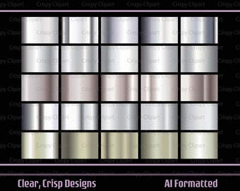 Silver Gradient Ai Formatted for Adobe Illustrator Chrome Metallic Gradient Swatches Steel Metal Effect Fill Background White Gold Ombre