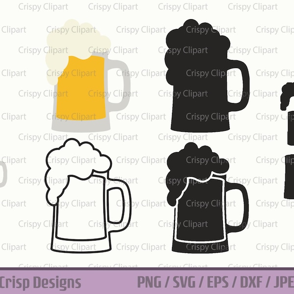 Beer Mug with Foam SVG, Beer Pint Clipart Cut File, Beer Mug Outline Digital Stamp, Printable Cupcake Topper, Tarvern Beer Pint Vector Art