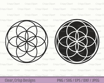 Seed of Life SVG, Seed of Life Clipart Silhouette, Sacred Geometry Vector Art, Meiosis, Stencil, Flower of Life Creation Cut File, Stamp