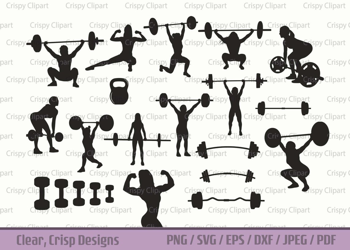 Women Weightlifters SVG Bundle, Female Body Builder Silhouette Cut File