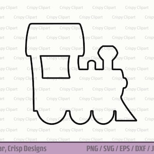 Clipart de contorno de trem, motor de trem de desenho animado SVG, arte vetorial de veículo de transporte, carimbo de trem de motor a vapor bonito, locomotiva, Choo Choo
