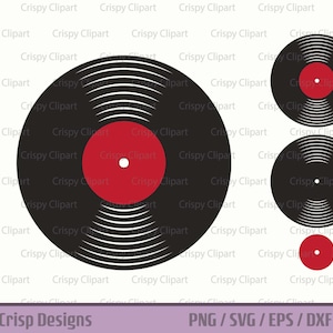 Disco de vinilo SVG, archivo de corte de silueta de registro vintage en capas, imágenes prediseñadas de música, registro PNG, descarga digital instantánea