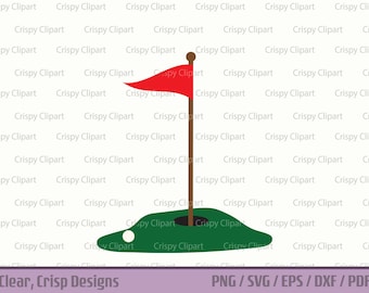 Golf Green SVG, Putting on a Hill Cut File Layered Golf SVG, Golf Ball Hole with Flag Vector Art, Golf Sublimation PNG, Father's Day Clipart