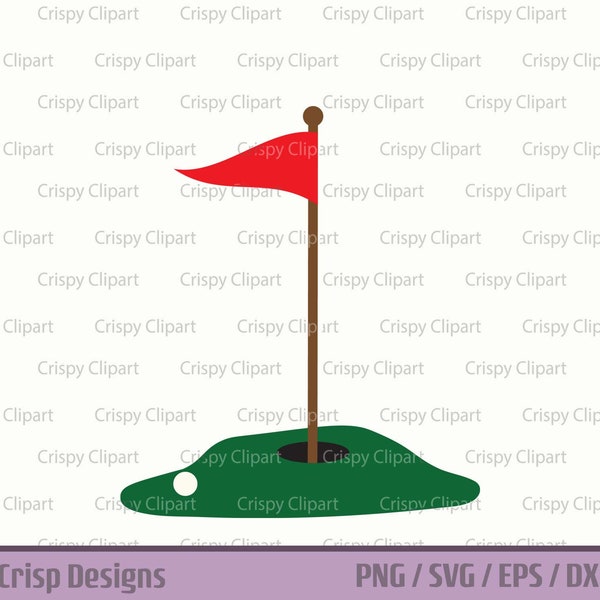 Golf Green SVG, Putting on a Hill Cut File Layered Golf SVG, Golf Ball Hole with Flag Vector Art, Golf Sublimation PNG, Father's Day Clipart